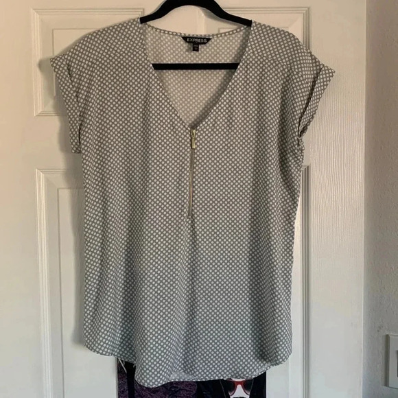 Express Tops - Express Blouse Light Blue Polka DotSize Large